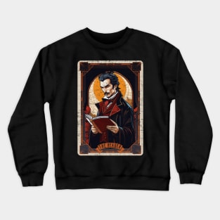 The Reader Vintage Vampire Halloween Tarot Card Crewneck Sweatshirt